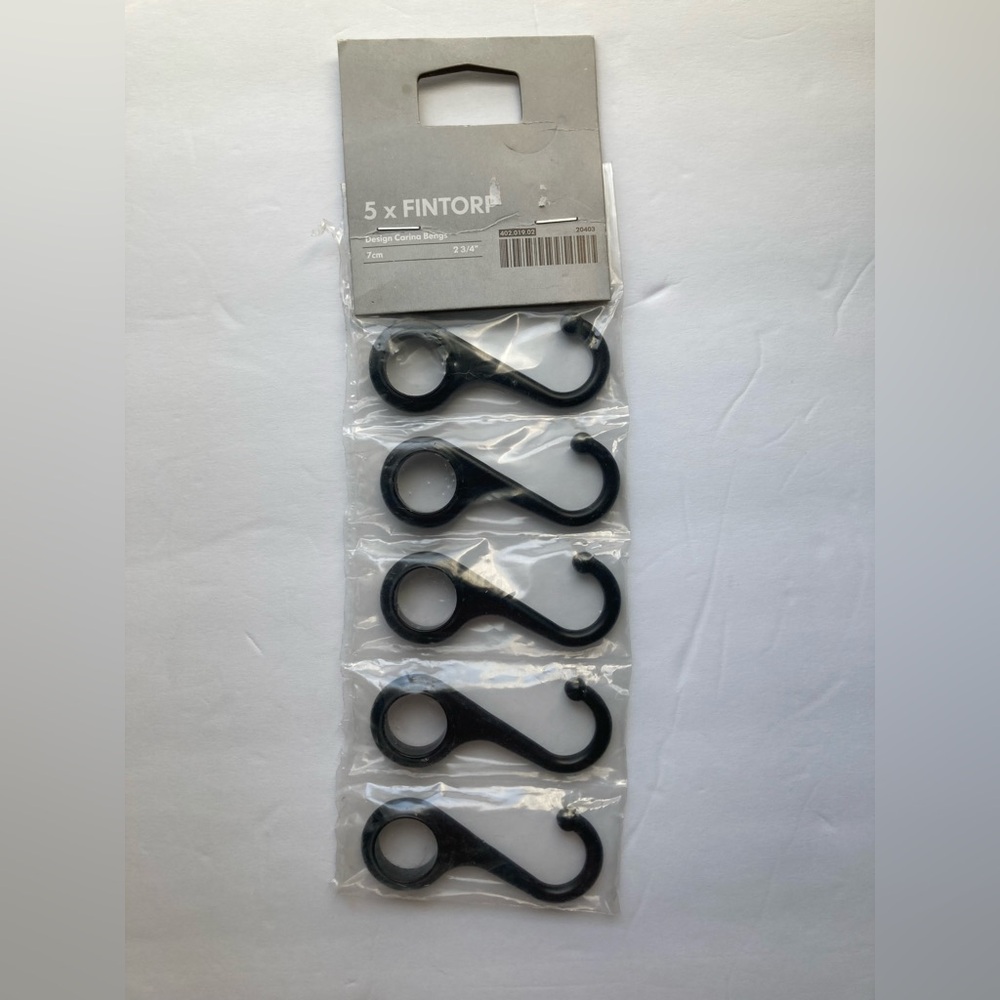 Fintorp Design Carina Bengs Set 5 New 7 cm 2 3/4" Black Metal Hanging Hooks IKEA